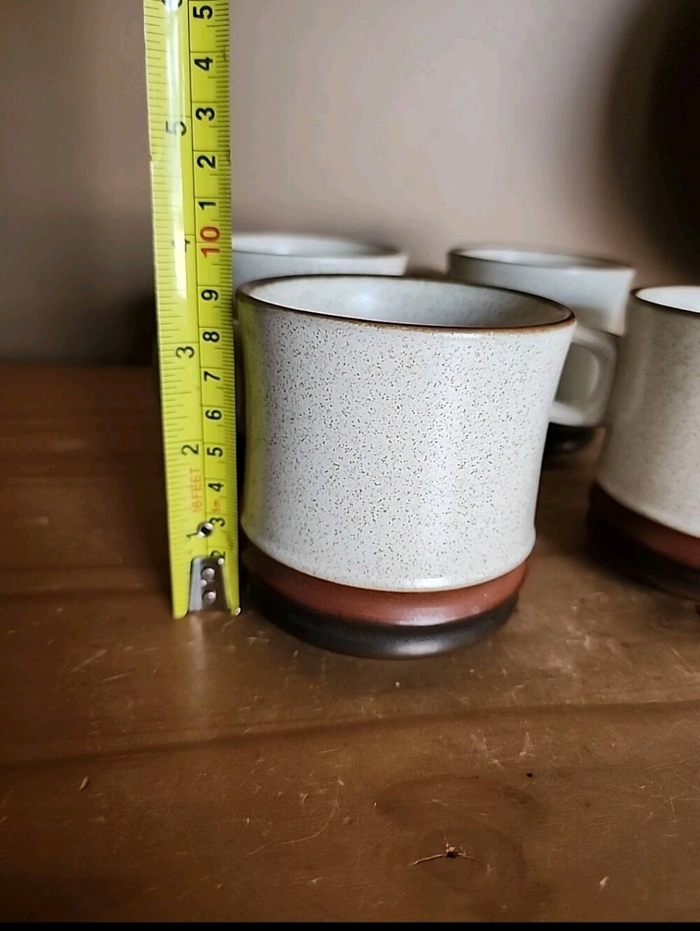 4 Denby Potters Wheel Oatmeal Rust Coffee Mugs 3.75 In. - Picture 5 of 7